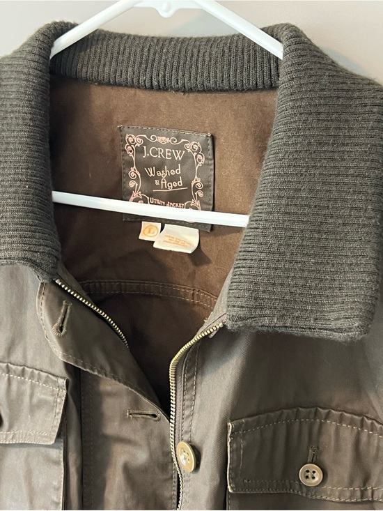 J. Crew Jackets & Blazers - J. Crew Olive Green Ribbed Collar Utility Jacket